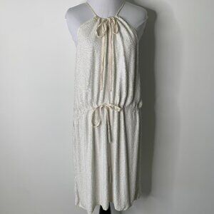 Tessora Women’s White Beaded and Sequins Sleeveless Mini Dress Size Large